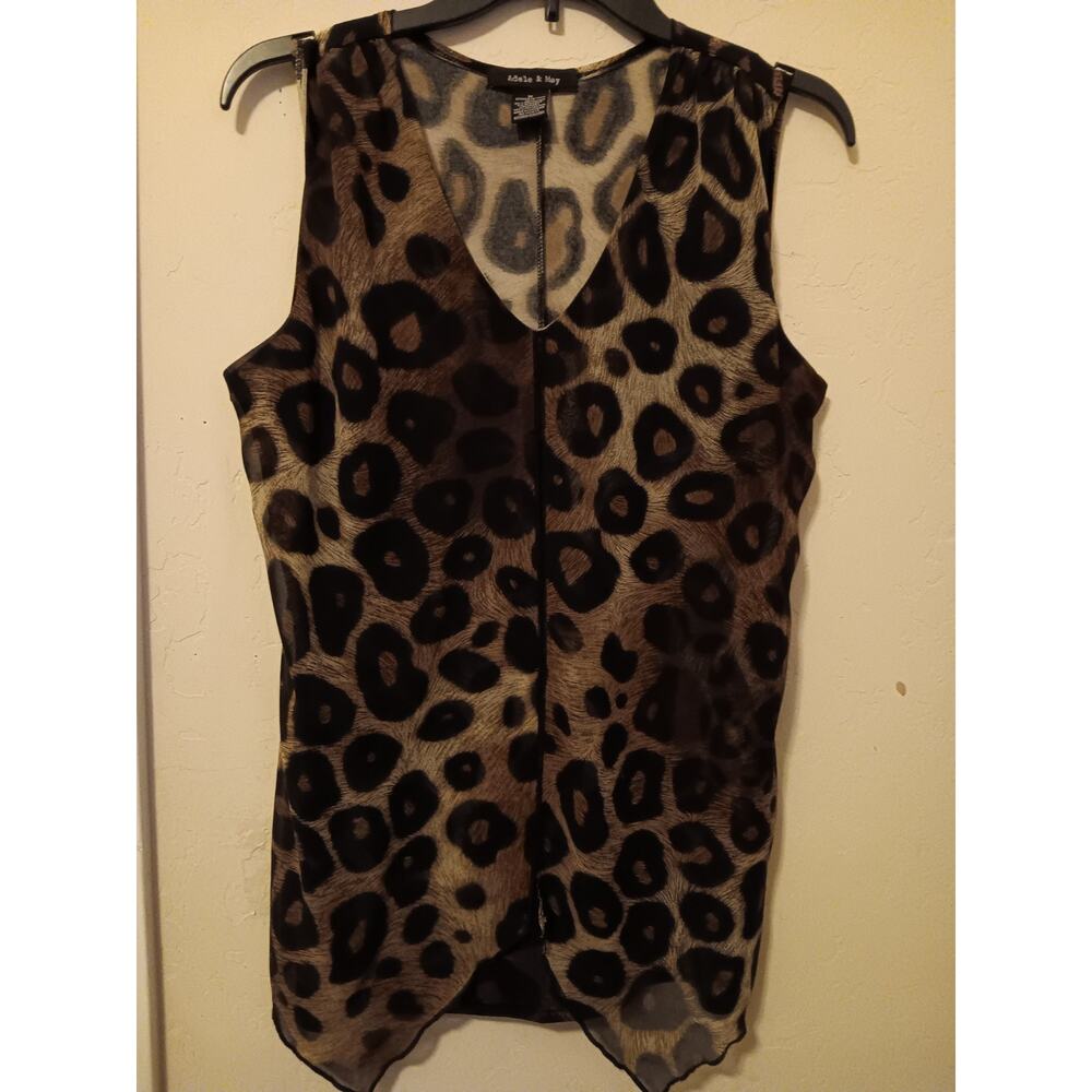 Adele & May, Women's Size Medium Sleeveless Blouse, Cheetah Print, EUC